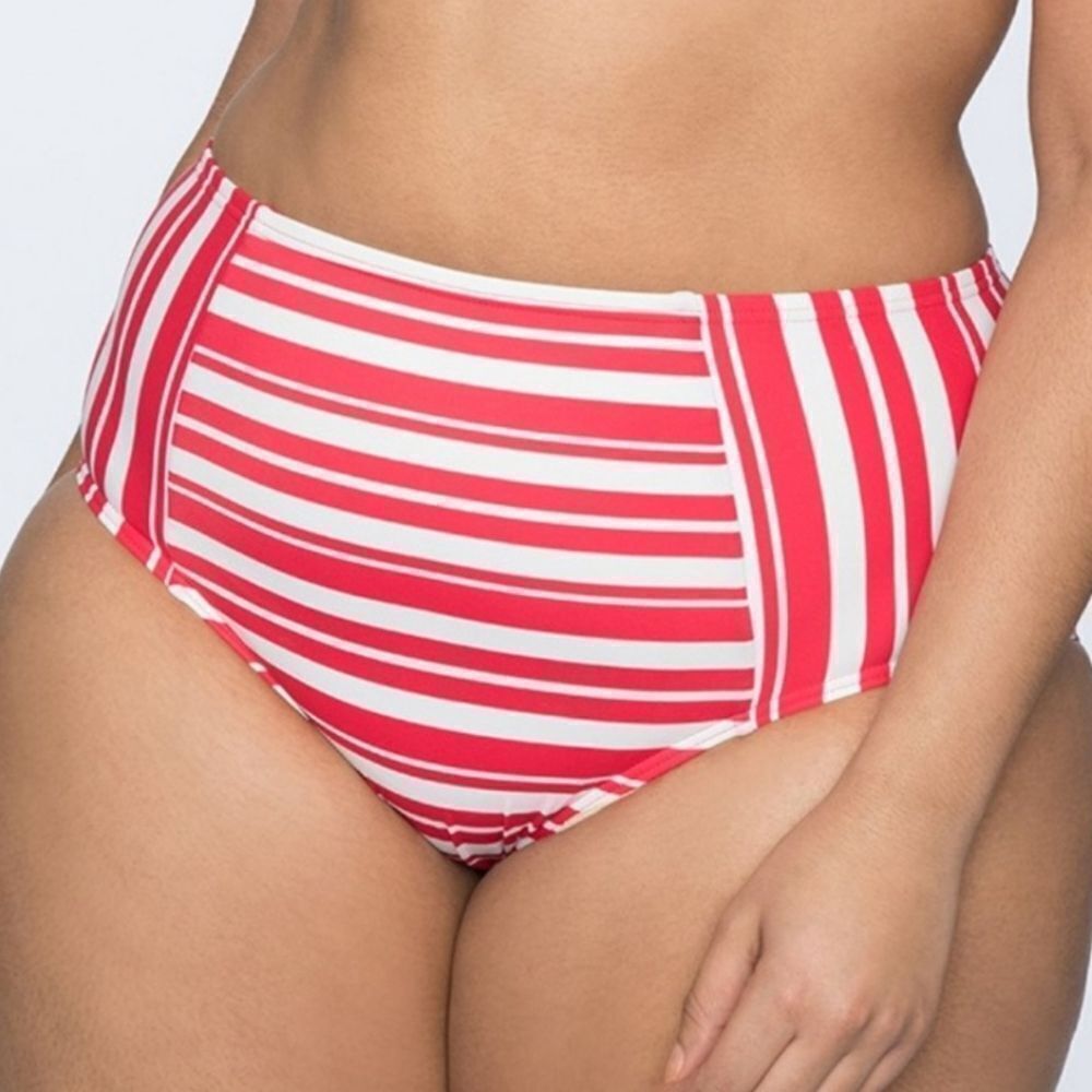Eloquii High Waisted Stripe Swim Bottoms